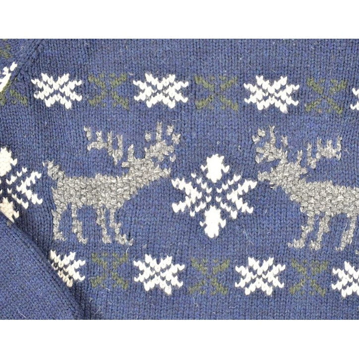 Vintage 1990s LL Bean Christmas Reindeer Wool Knit Crewneck Sweater Women's L from propervintagecanada