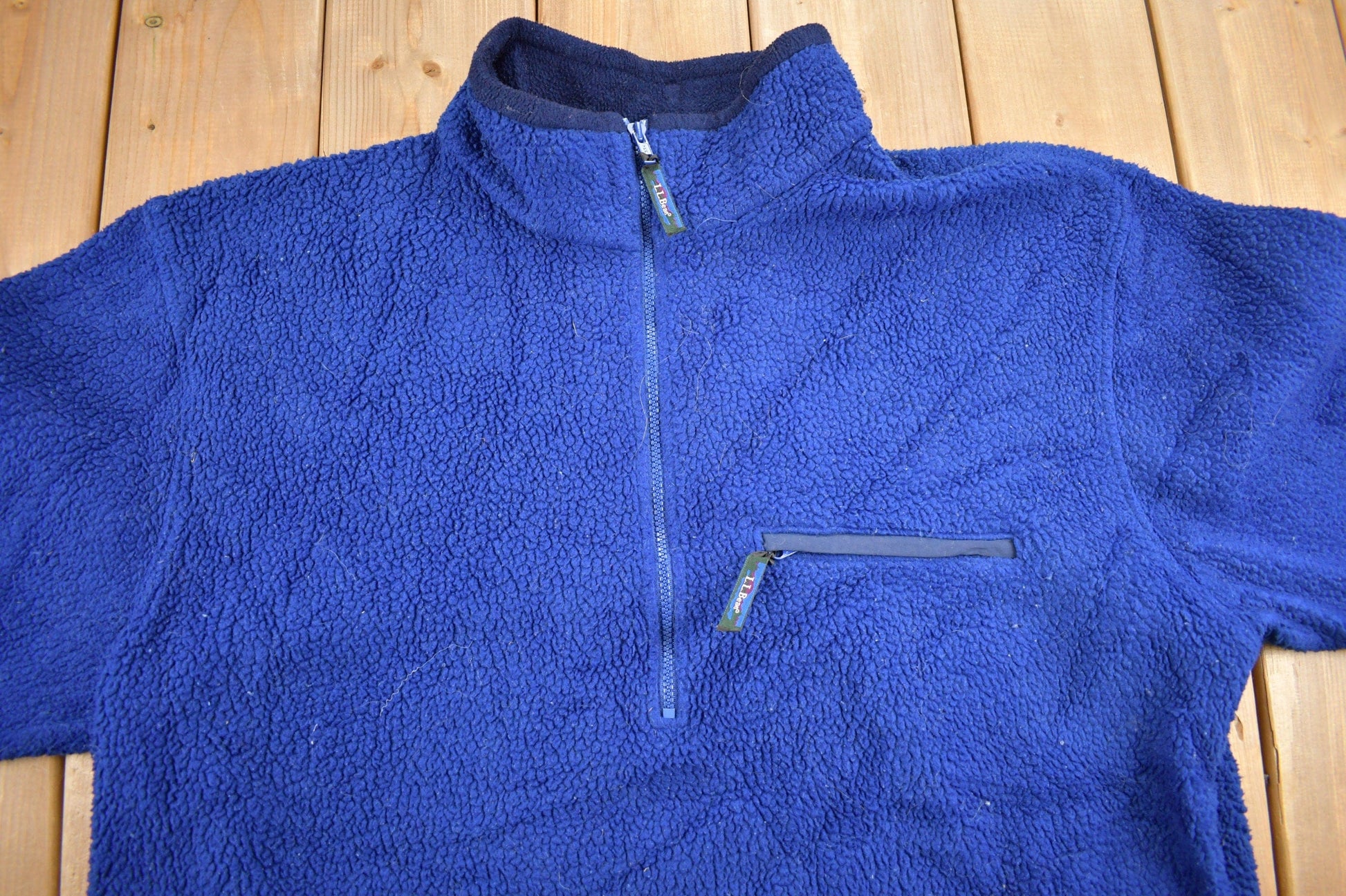 Vintage 1990s LL Bean Half Zip Fleece Sweater Men's Medium from propervintagecanada