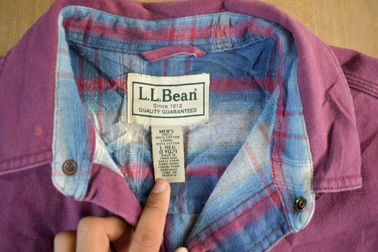 Vintage 1990s LL Bean Plaid Lined Button Up Shirt Men's Large from propervintagecanada