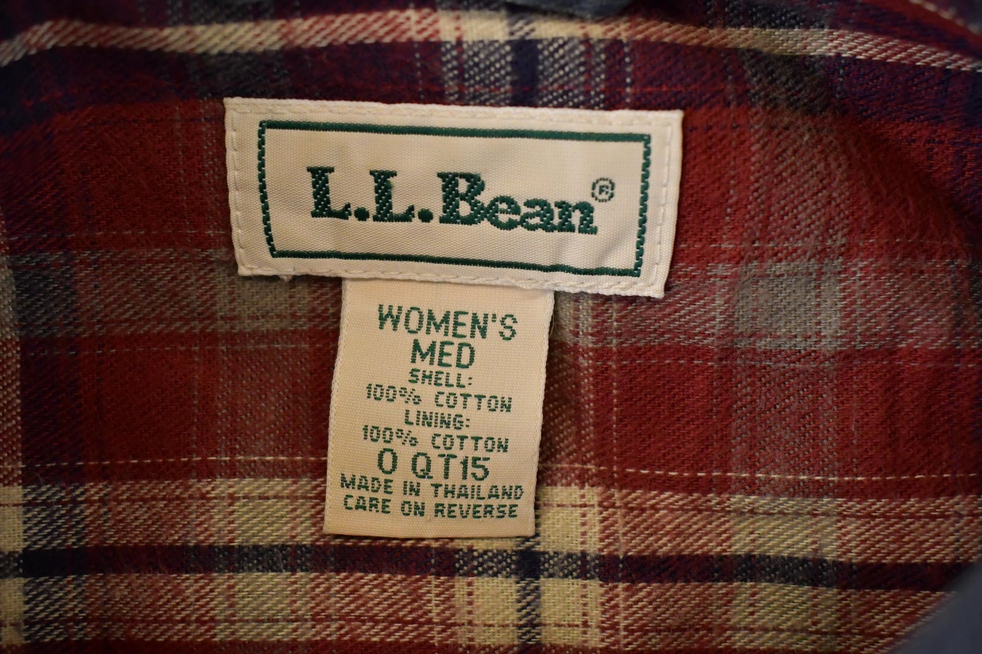 Vintage 1990s LL Bean Plaid Lined Denim Button Up Shirt Women's L from propervintagecanada