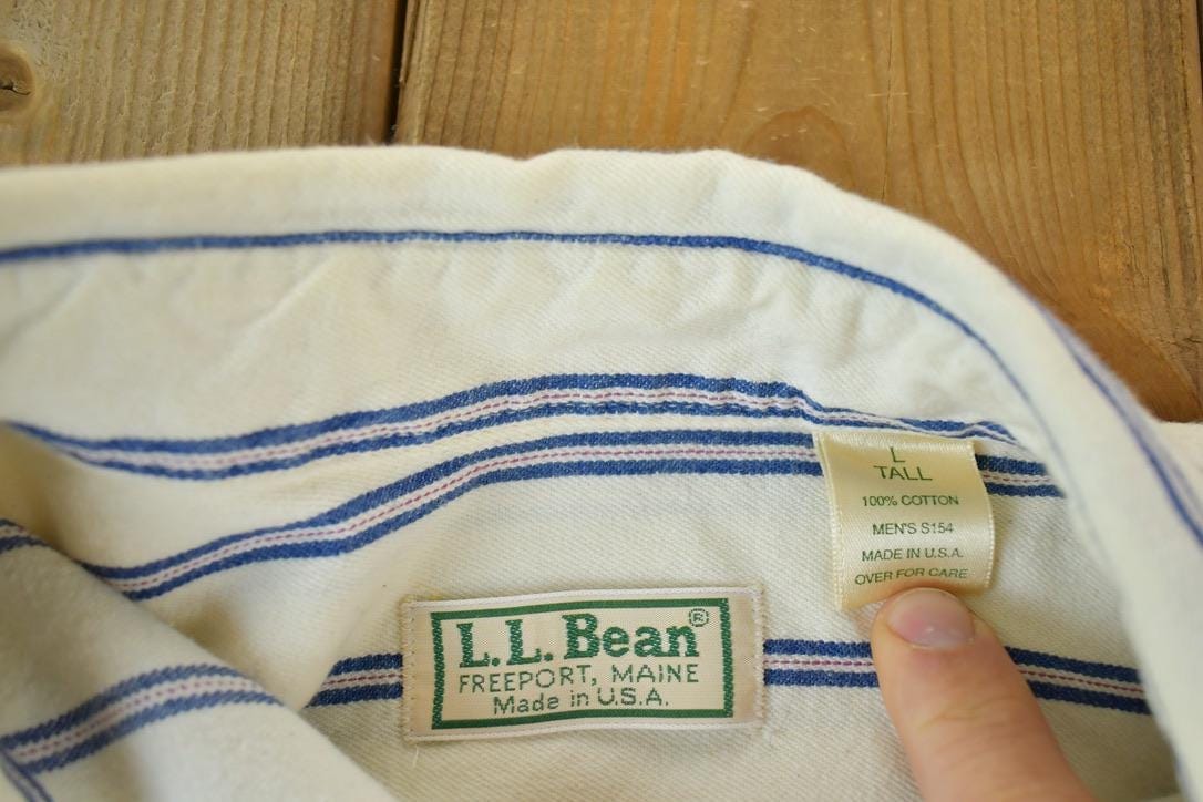 Vintage 1990s LL Bean Striped Button Up Western Style Shirt from propervintagecanada