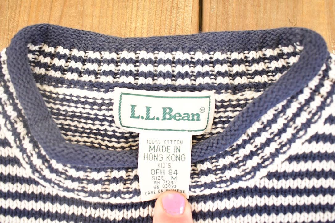 Vintage 1990s LL Bean Striped Knit Boating Sweater Women's S from propervintagecanada