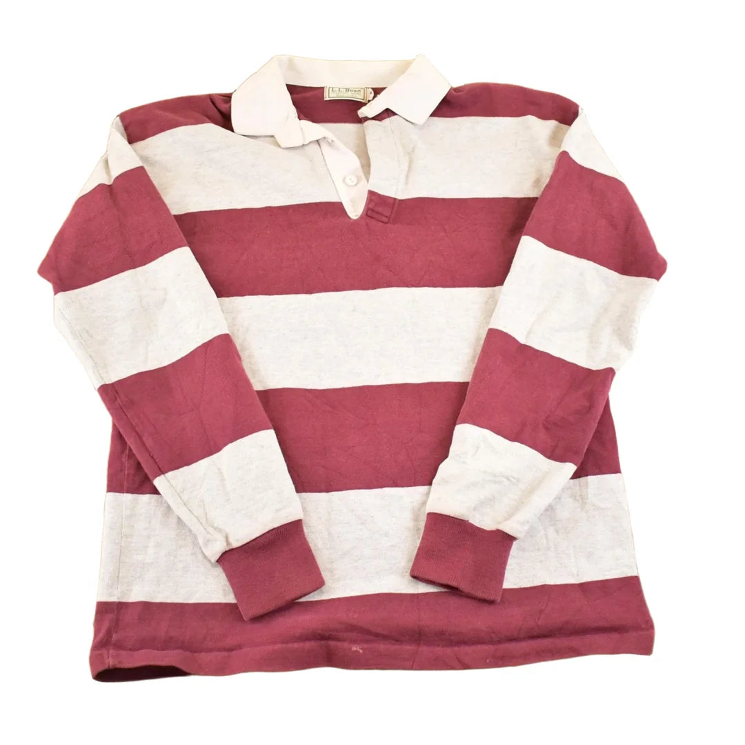 Vintage 1990s LL Bean Striped Rugby Button Up Shirt Men's S from propervintagecanada