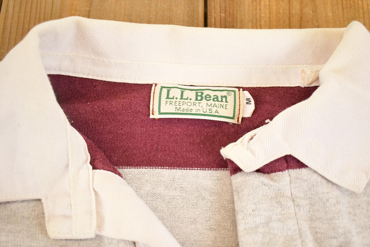 Vintage 1990s LL Bean Striped Rugby Button Up Shirt Men's S from propervintagecanada