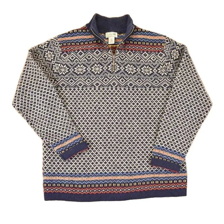 Vintage 1990s LL Bean Wool Knit Collared Sweater Men's M from propervintagecanada