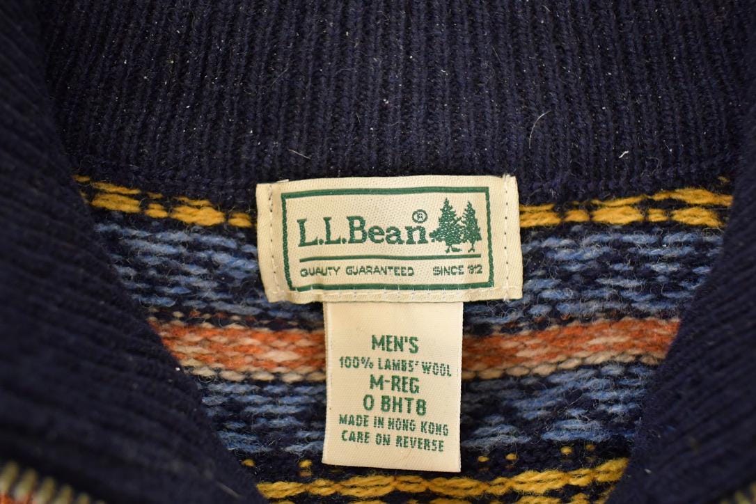 Vintage 1990s LL Bean Wool Knit Collared Sweater Men's M from propervintagecanada