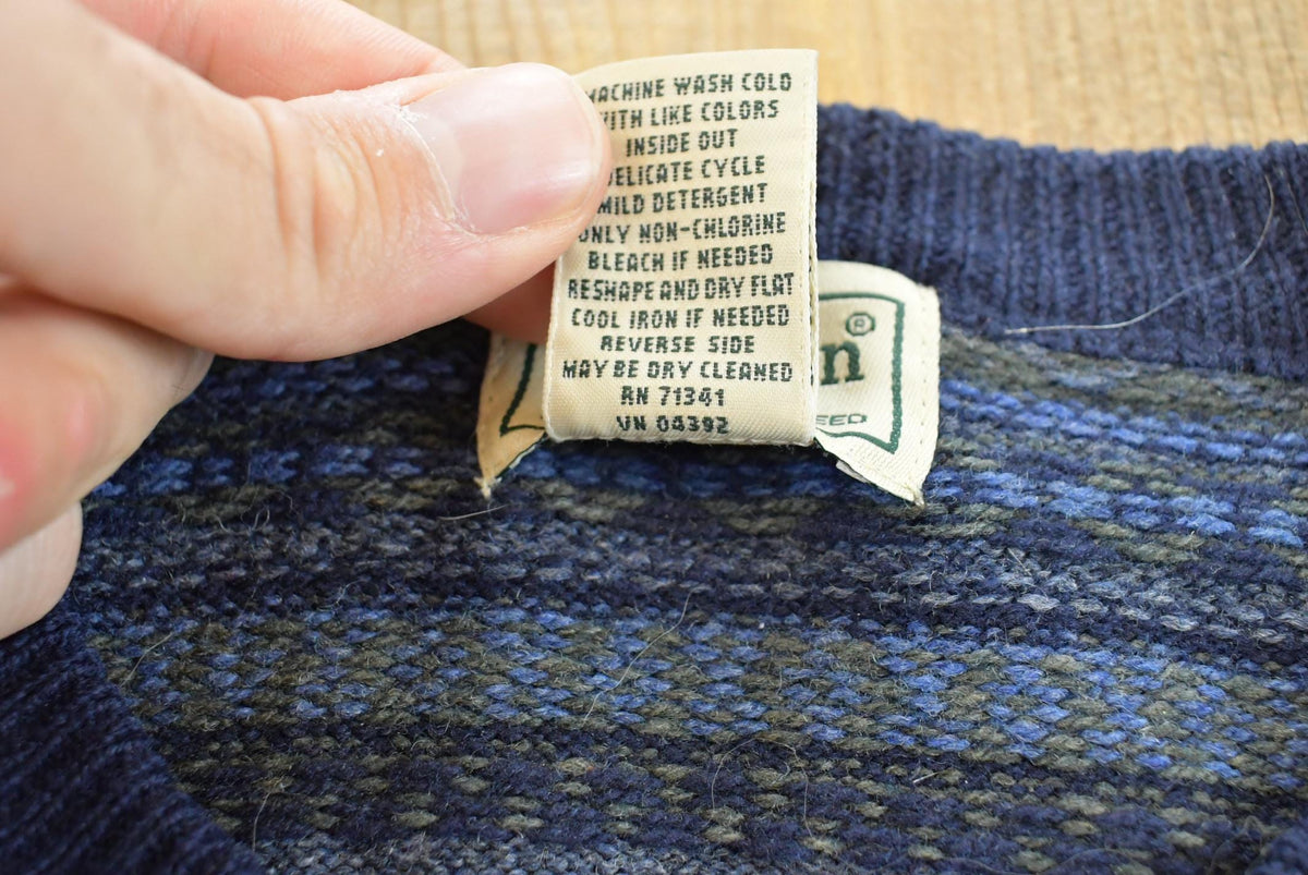 Vintage 1990s LL Bean Wool Knit Striped Sweater Men's L from propervintagecanada
