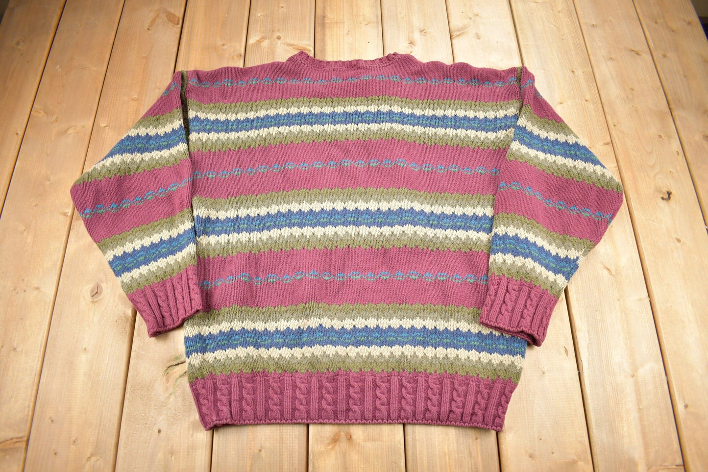 Vintage 1990s Lobo By Pendleton Striped Knit Sweater Men's Large from propervintagecanada