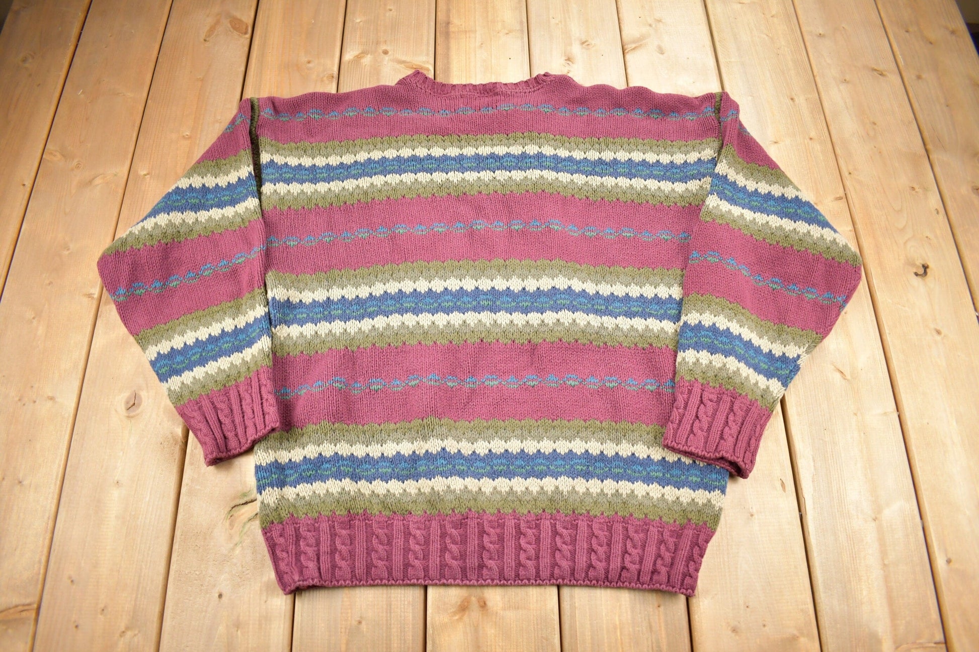 Vintage 1990s Lobo By Pendleton Striped Knit Sweater Men's Large from propervintagecanada