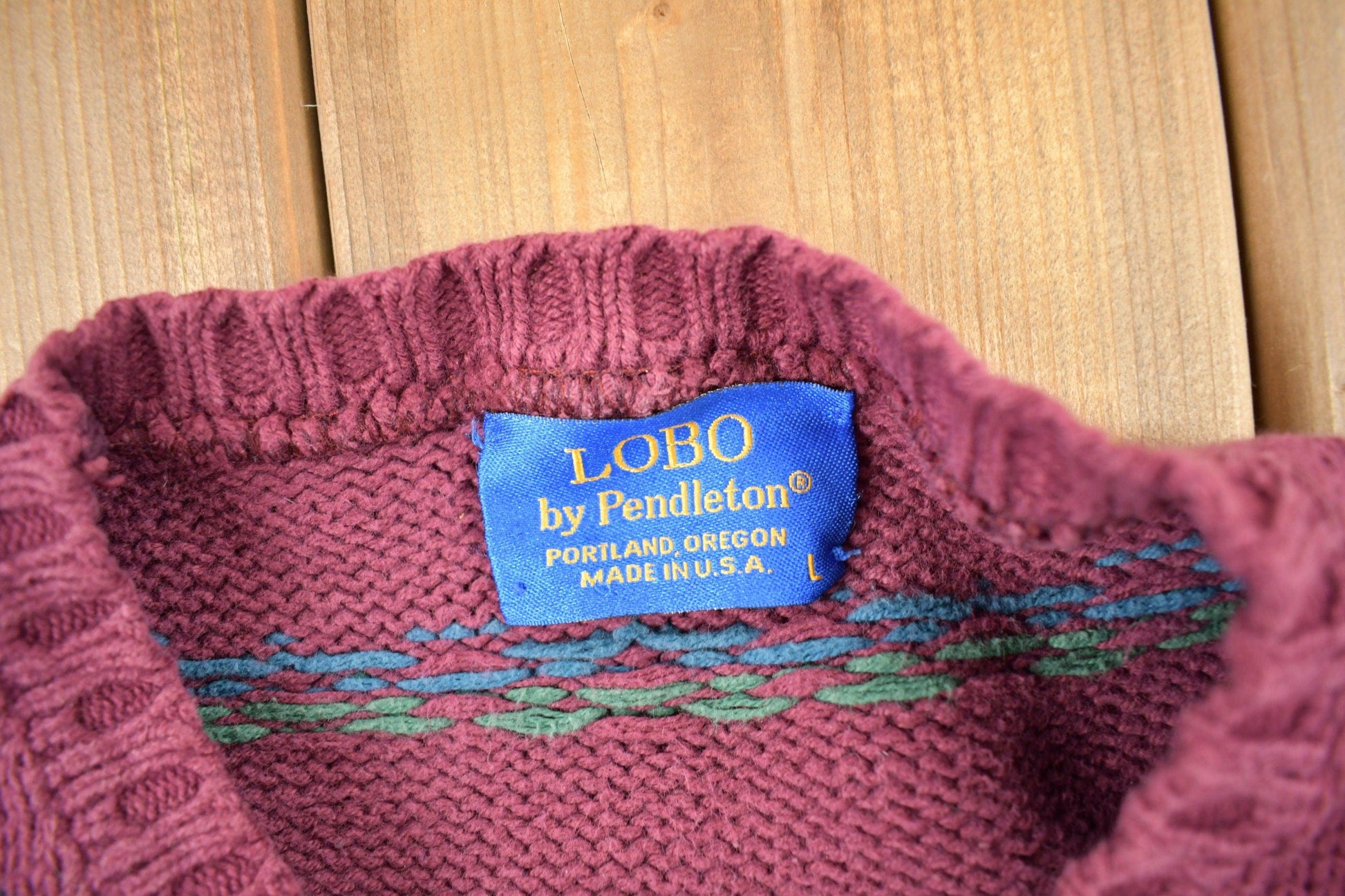 Vintage 1990s Lobo By Pendleton Striped Knit Sweater Men's Large from propervintagecanada