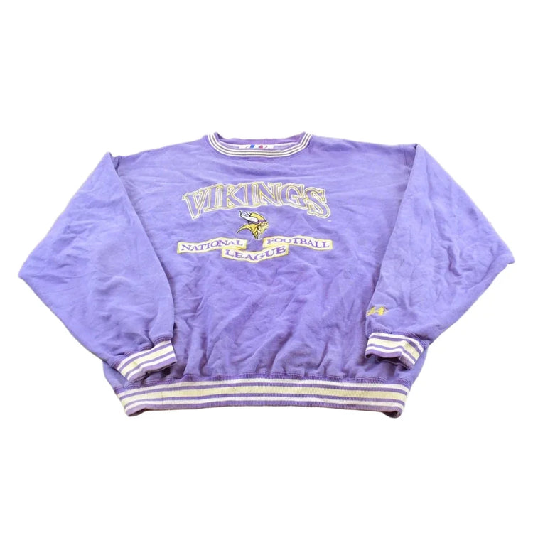Vintage 1990s Logo Athletic Minnesota Vikings Embroidered Crewneck Sweatshirt Men's L from propervintagecanada