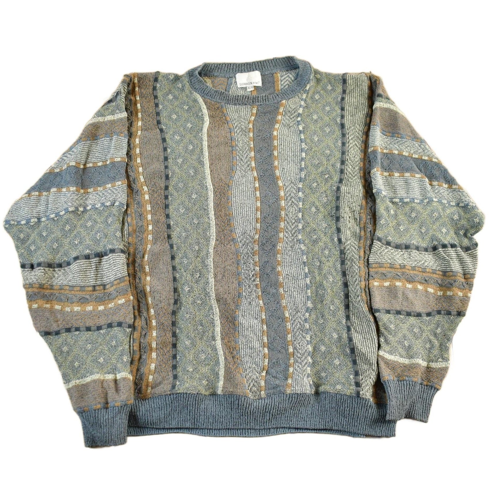 Vintage 1990s London Fog 3D Knit Sweater Men's XL from propervintagecanada