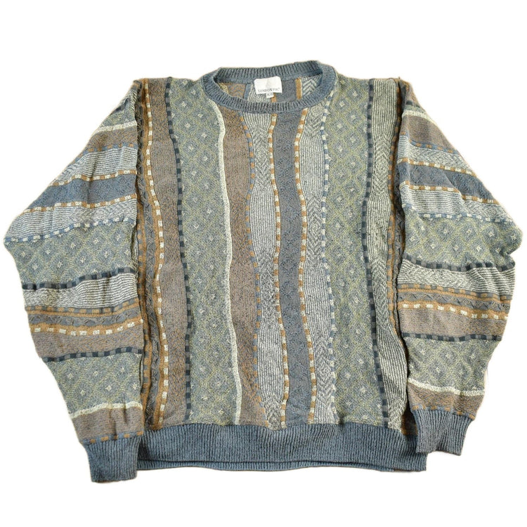 Vintage 1990s London Fog 3D Knit Sweater Men's XL from propervintagecanada