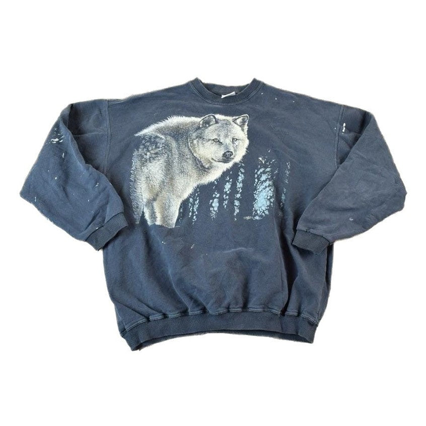 Vintage 1990s Lone Wolf Outdoorsman Crewneck Sweatshirt Men's Large from propervintagecanada