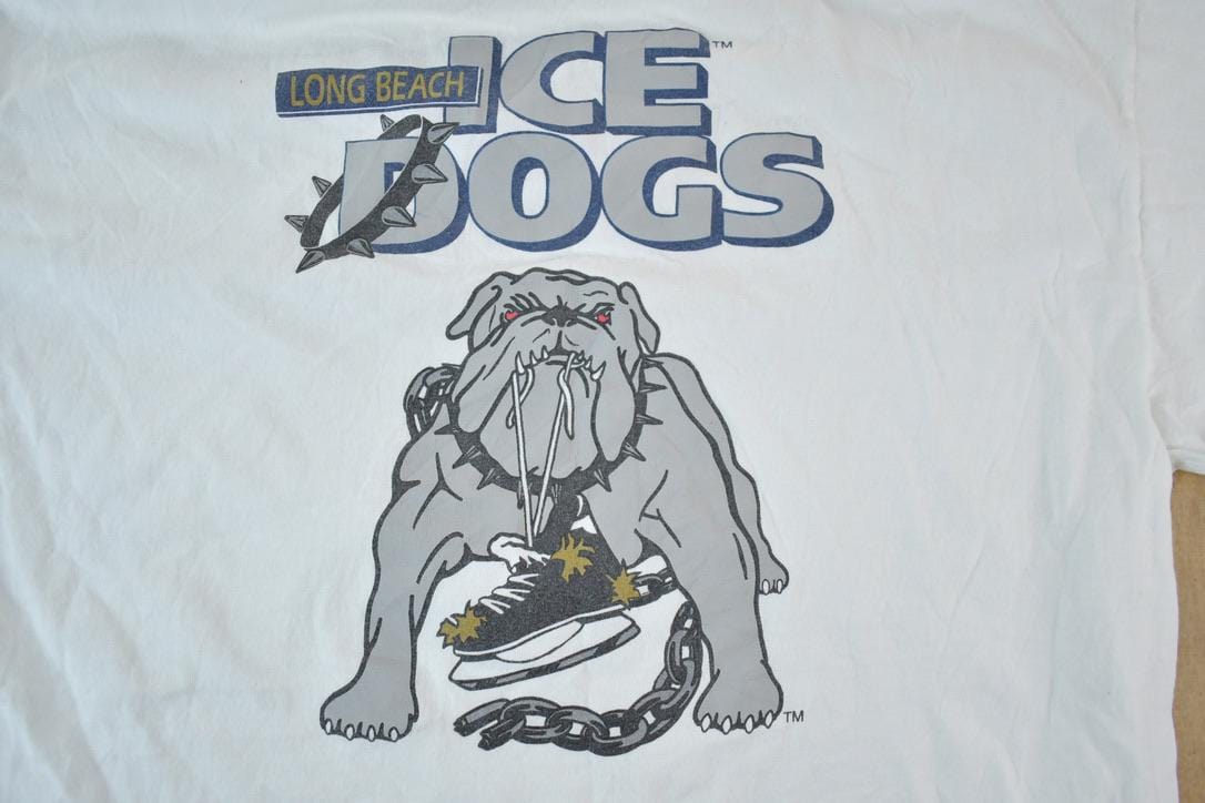 Vintage 1990s Long Beach Ice Dogs Souvenir Single Stitch Graphic Print T-Shirt Men's XL from propervintagecanada