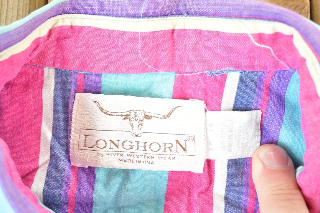 Vintage 1990s Longhorn South Western Style Striped Button Up Rodeo Shirt Mens M from propervintagecanada