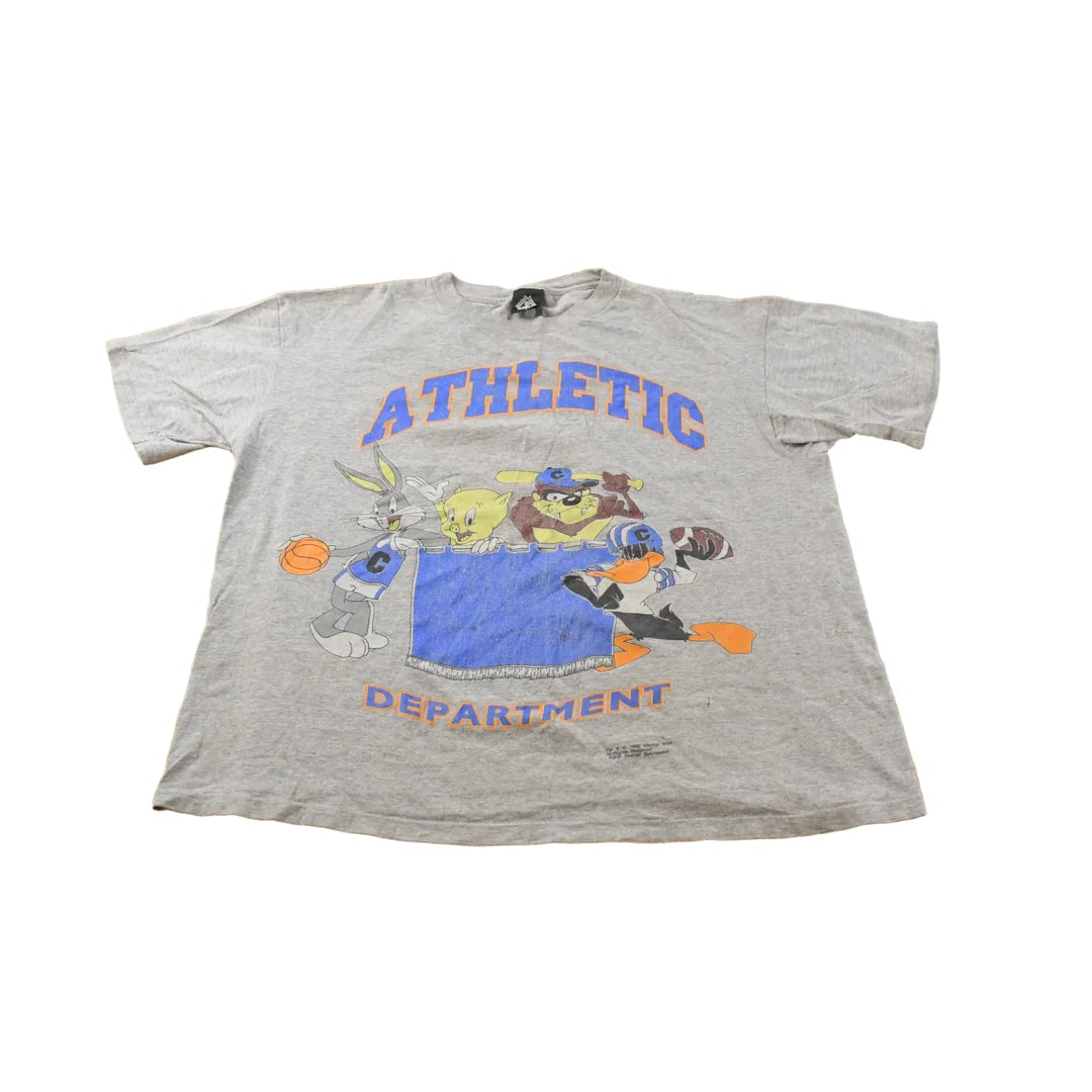Vintage 1990s Looney Tunes Bugs Bunny Taz Athletic T-Shirt Men's XL from propervintagecanada