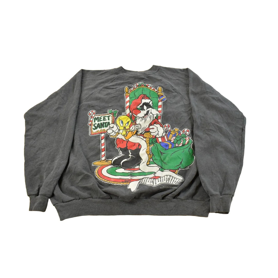 Vintage 1990s Looney Tunes Christmas Crewneck Sweatshirt Men's L from propervintagecanada