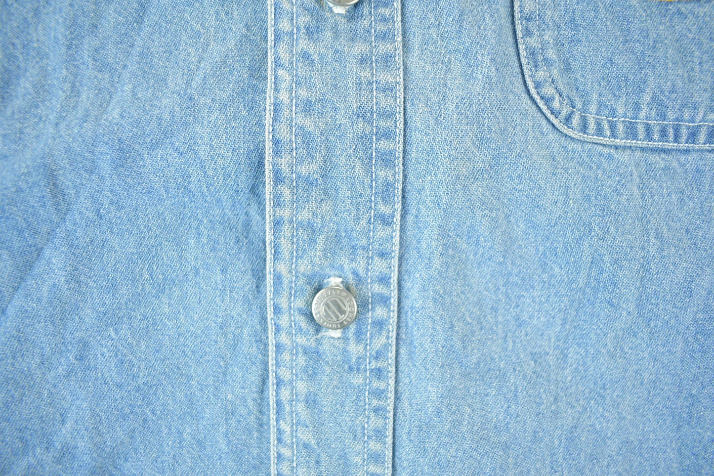 Vintage 1990s Looney Tunes Daffy Duck Denim Button Up Shirt Men's Large from propervintagecanada