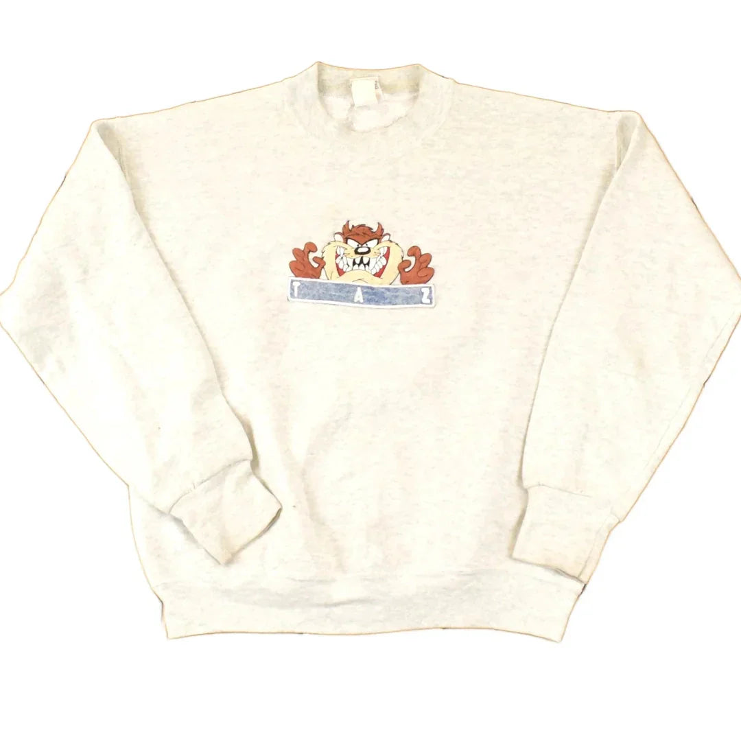 Vintage 1990s Looney Tunes Taz Embroidered Crewneck Men's L from propervintagecanada