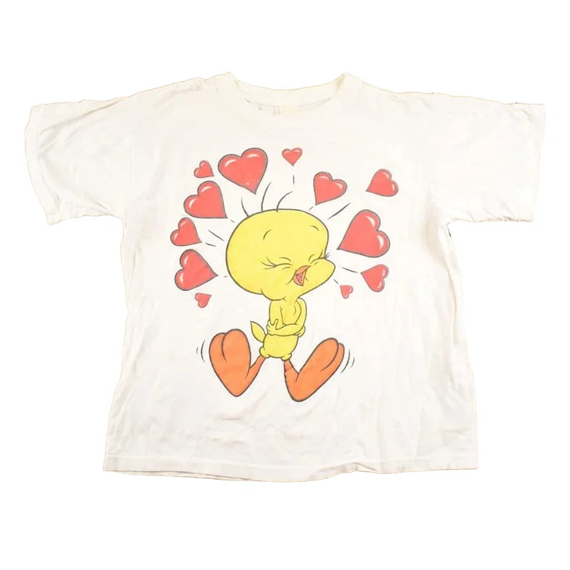 Vintage 1990s Looney Tunes Tweety Bird Hearts T Shirt Women's L from propervintagecanada