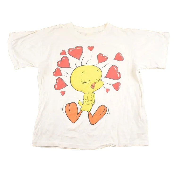 Vintage 1990s Looney Tunes Tweety Bird Hearts T Shirt Women's L from propervintagecanada