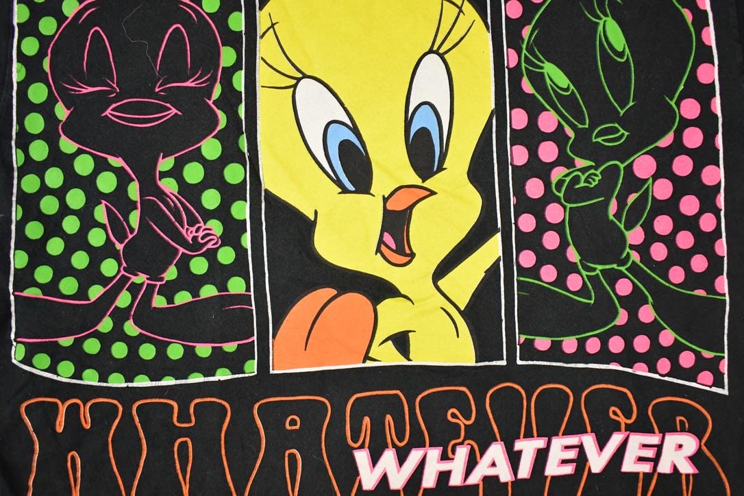 Vintage 1990s Looney Tunes Tweety Bird My Opinion Souvenir T-Shirt Women's XL from propervintagecanada
