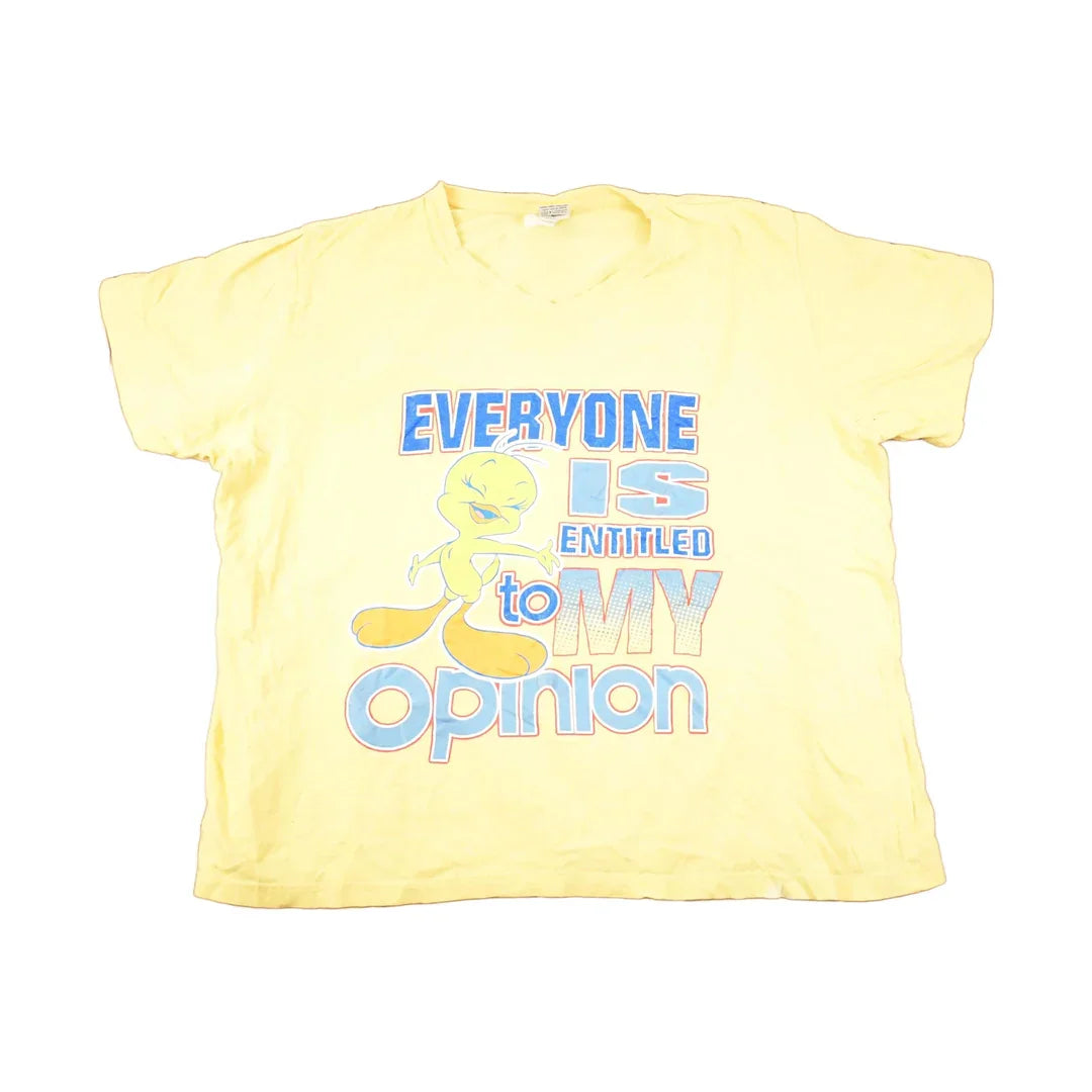 Vintage 1990s Looney Tunes Tweety Bird My Opinion Souvenir T-Shirt Women's XXL from propervintagecanada