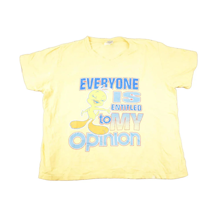 Vintage 1990s Looney Tunes Tweety Bird My Opinion Souvenir T-Shirt Women's XXL from propervintagecanada