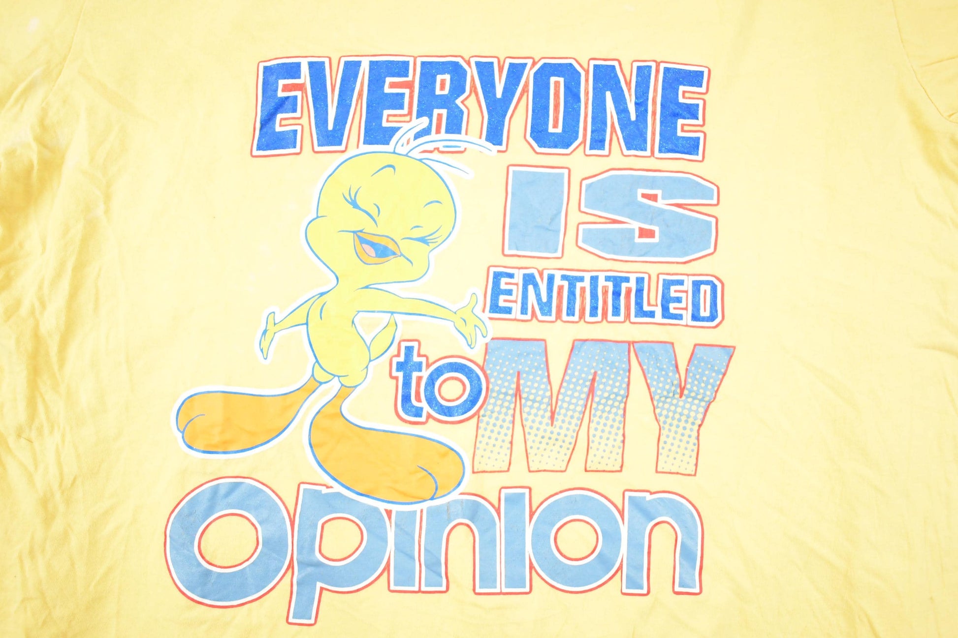 Vintage 1990s Looney Tunes Tweety Bird My Opinion Souvenir T-Shirt Women's XXL from propervintagecanada