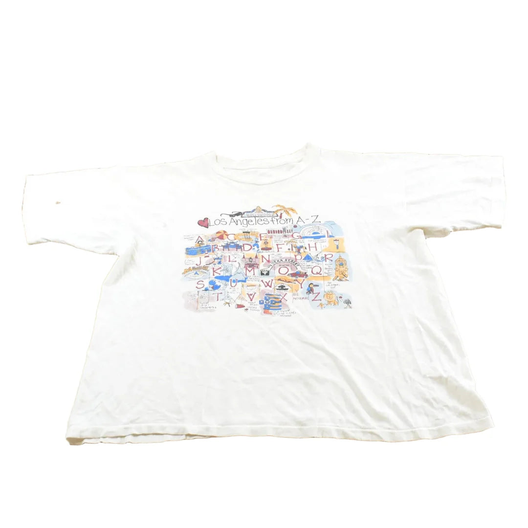 Vintage 1990s Los Angeles A-Z Sight Seeing Souvenir T-Shirt Men's L from propervintagecanada