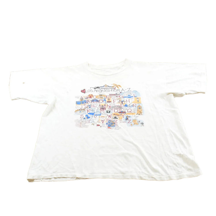 Vintage 1990s Los Angeles A-Z Sight Seeing Souvenir T-Shirt Men's L from propervintagecanada