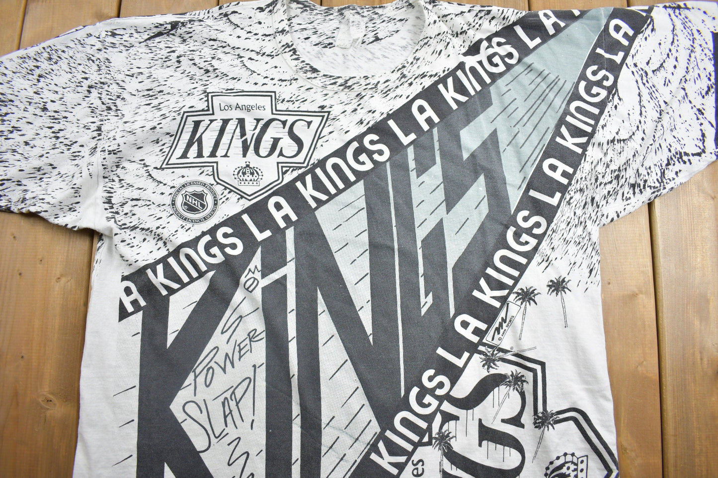 Vintage 1990s Los Angeles Kings NHL All Over Print Graphic T-Shirt Men's 2XL from propervintagecanada
