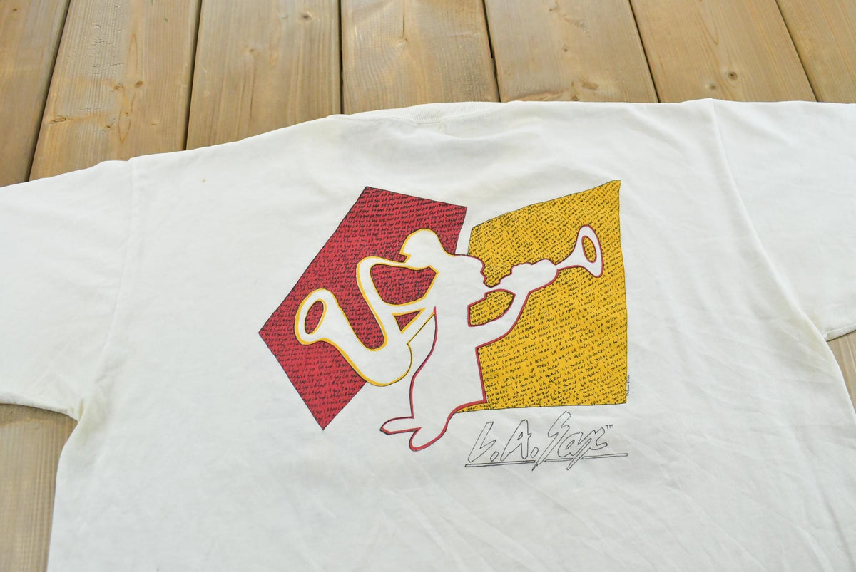 Vintage 1990s Los Angeles Saxophone Music T-Shirt Men's L from propervintagecanada