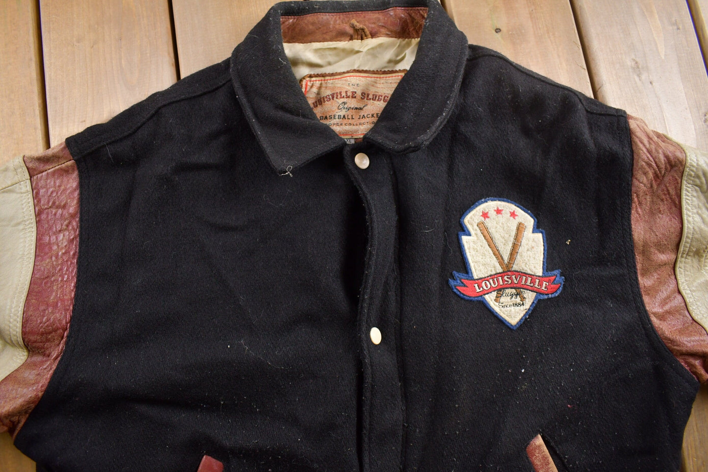Vintage 1990s Louisville Slugger Baseball Leather Varsity Jacket Men's XL from propervintagecanada