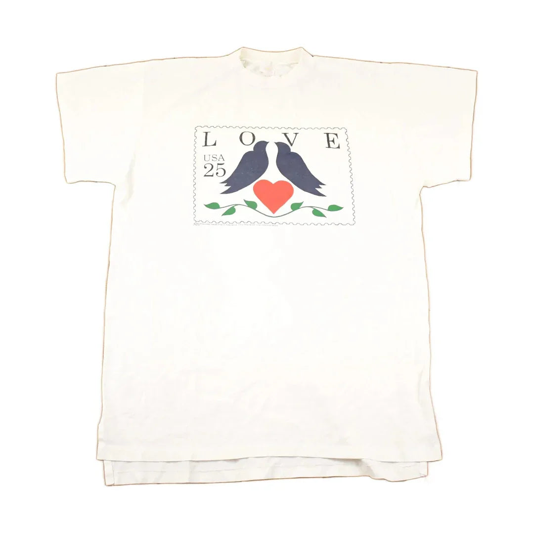 Vintage 1990s Love Birds Text Logo Souvenir Travel T-Shirt Women's XL from propervintagecanada