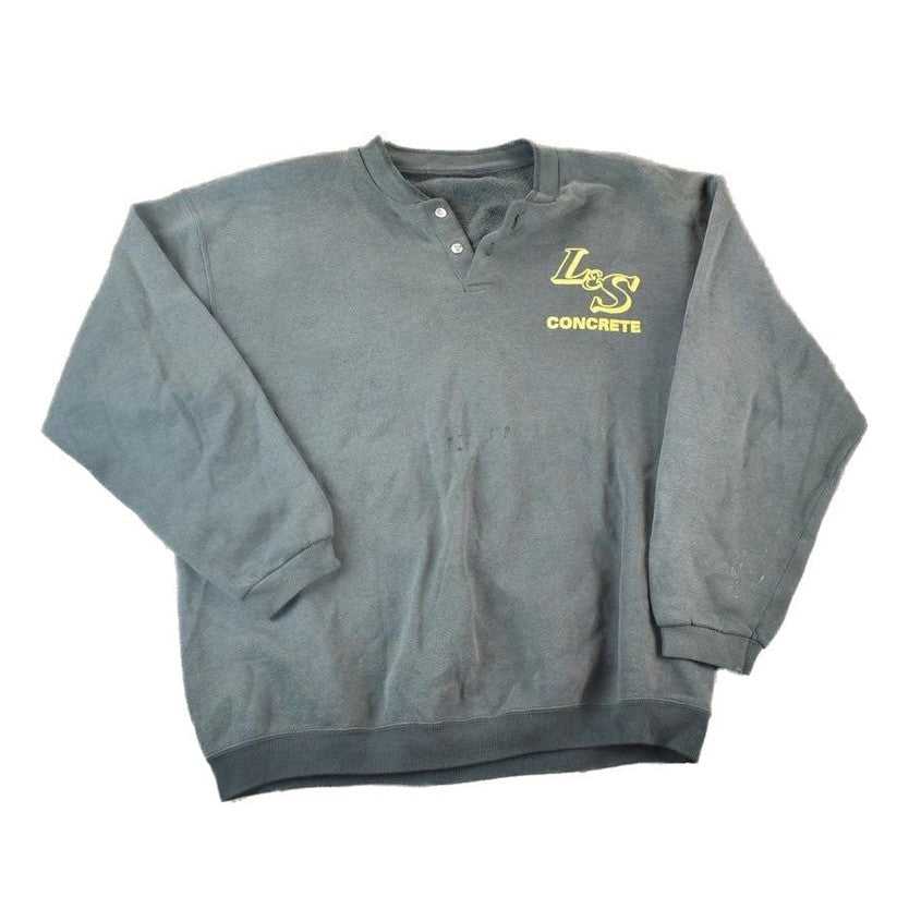 Vintage 1990s LS Concrete Souvenir Trucking Quarter Button Crewneck Sweatshirt Made In USA Men's Large from propervintagecanada