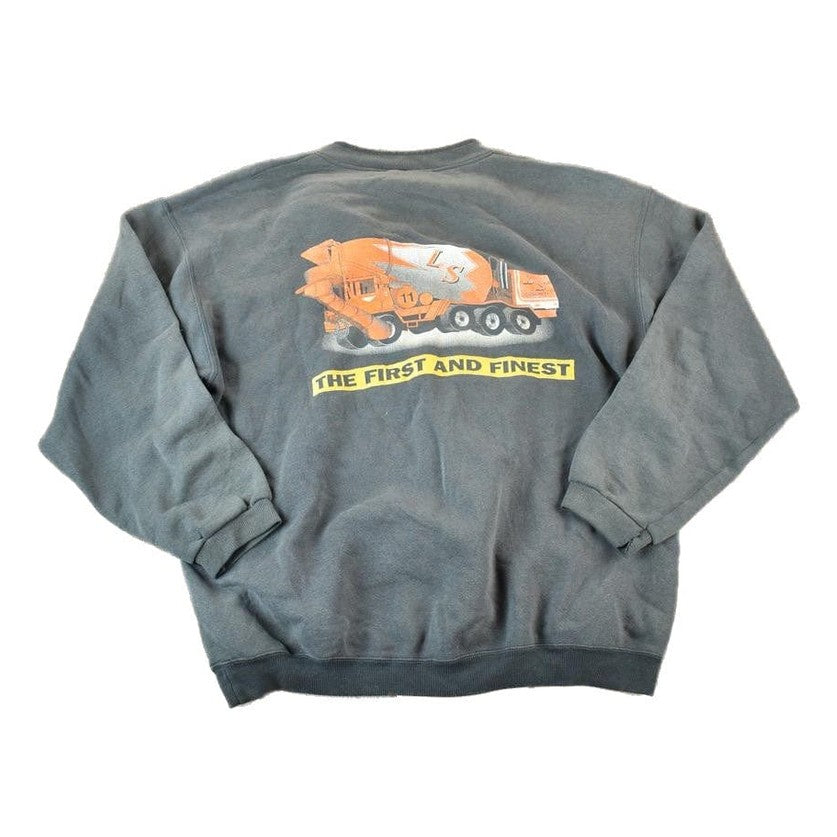Vintage 1990s LS Concrete Souvenir Trucking Quarter Button Crewneck Sweatshirt Made In USA Men's Large from propervintagecanada