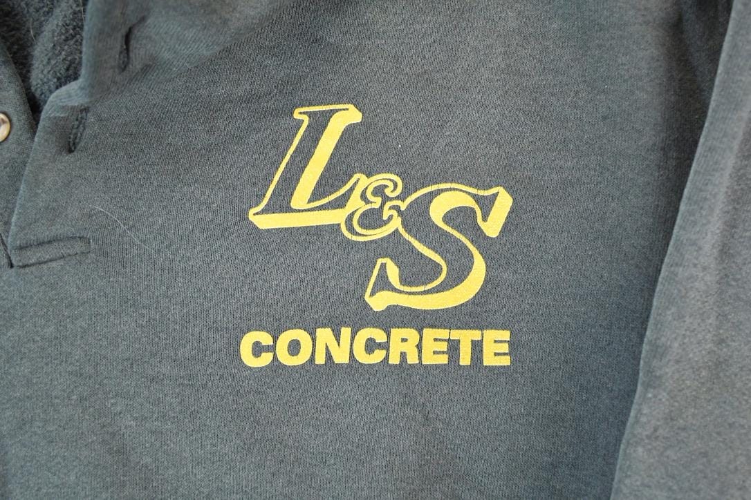 Vintage 1990s LS Concrete Souvenir Trucking Quarter Button Crewneck Sweatshirt Made In USA Men's Large from propervintagecanada