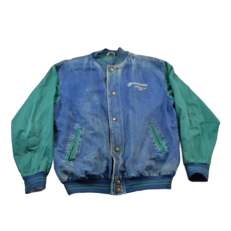Vintage 1990s Luna Pier Denim Varsity Jacket Men's Large from propervintagecanada