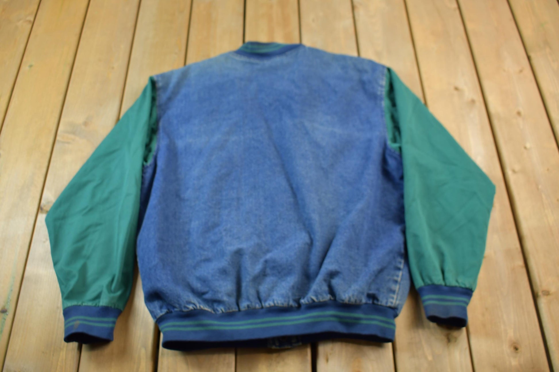 Vintage 1990s Luna Pier Denim Varsity Jacket Men's Large from propervintagecanada