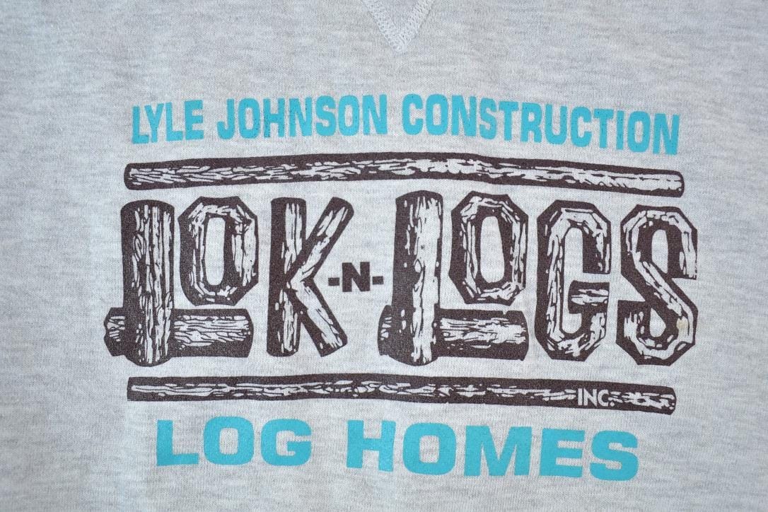 Vintage 1990s Lyle Johnson Construction Lok N Logs Souvenir Crewneck Sweatshirt Men's Large from propervintagecanada