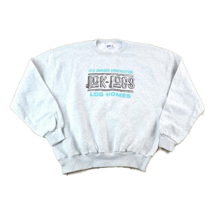Vintage 1990s Lyle Johnson Construction Lok N Logs Souvenir Crewneck Sweatshirt Men's Large from propervintagecanada