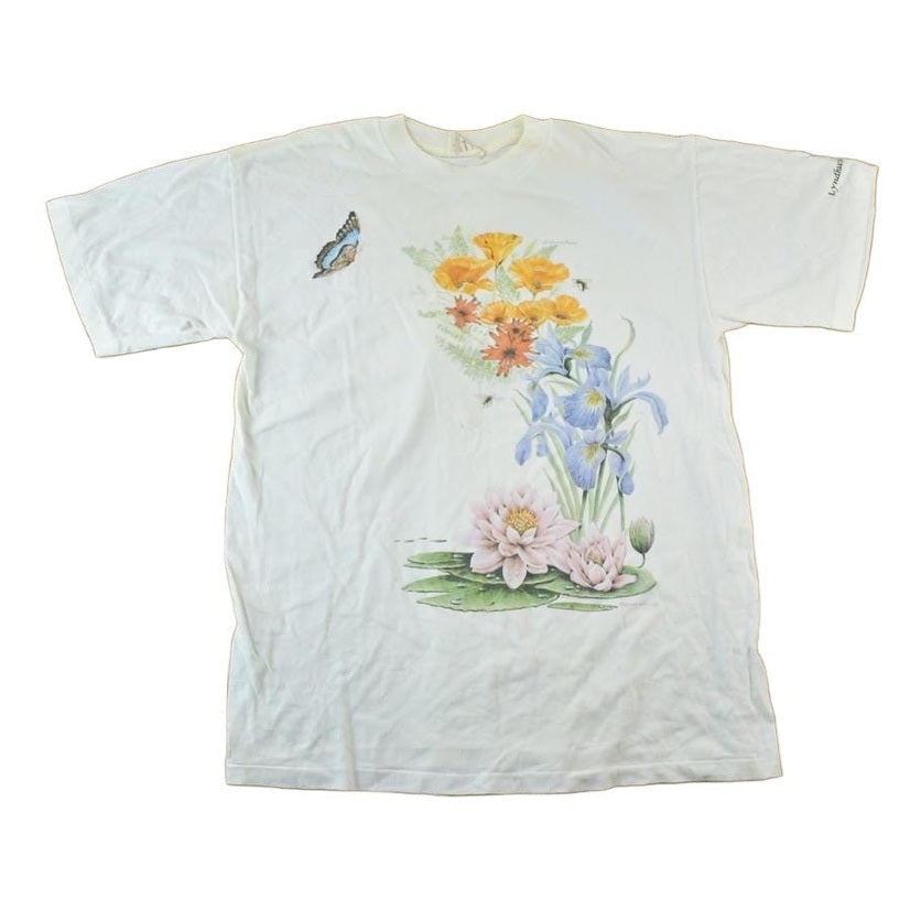Vintage 1990s Lyndhurst Canada Floral Souvenir Single Stitch Graphic Print T-Shirt Men's Medium from propervintagecanada