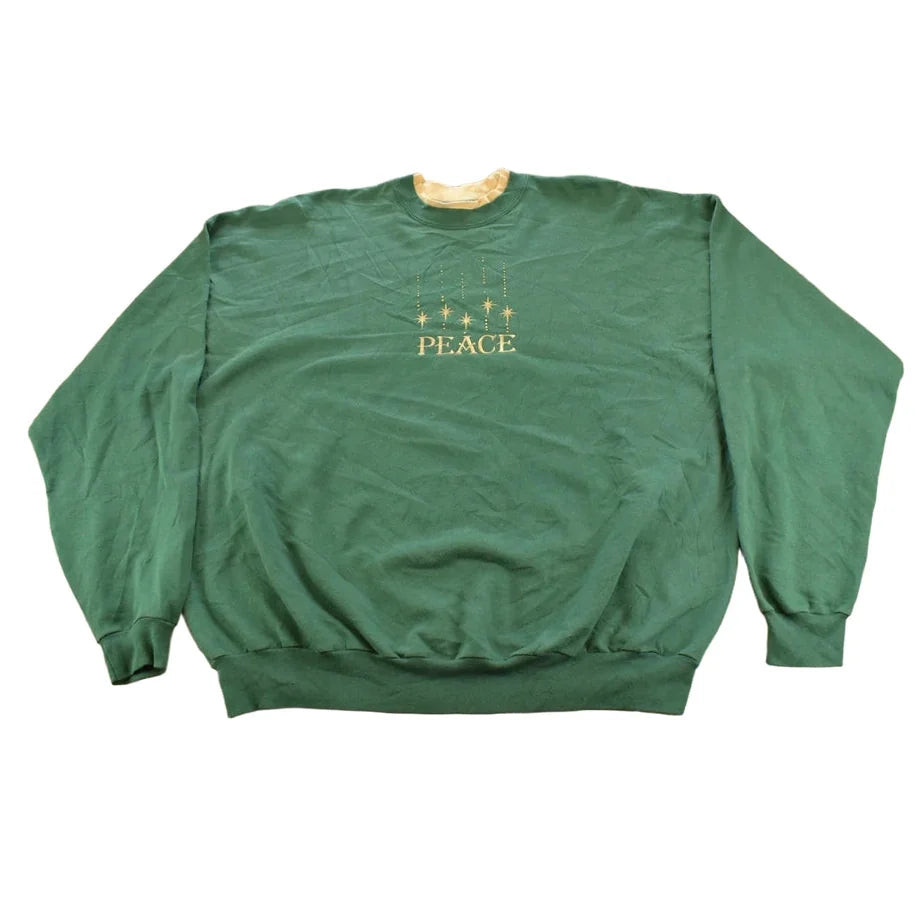 Vintage 1990s M&C Sportswear Peace Embroidered Crewneck Sweatshirt Men's 2XL from propervintagecanada