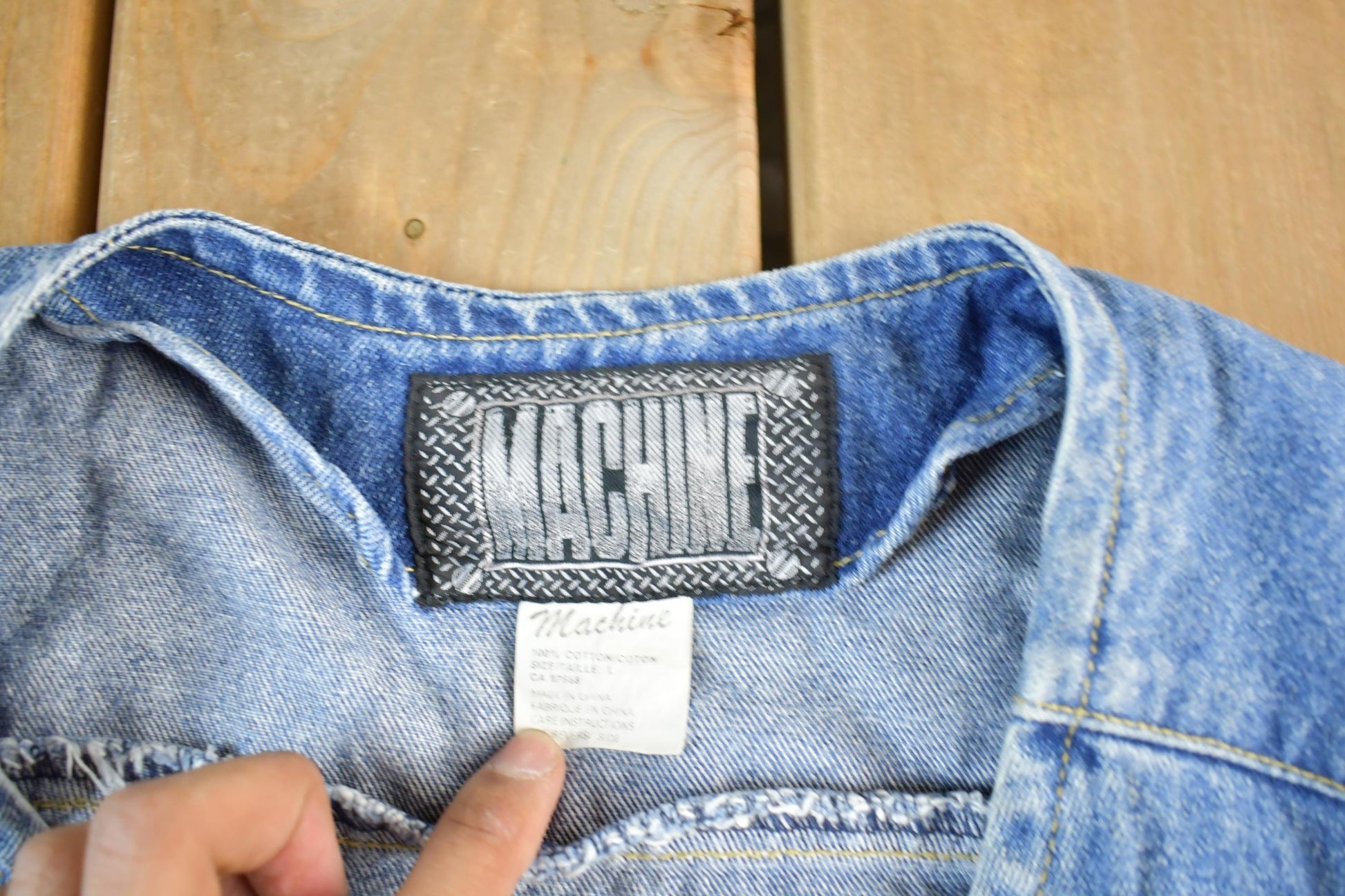 Vintage 1990s Machine Denim Jean Jacket Vest Men's Large from propervintagecanada