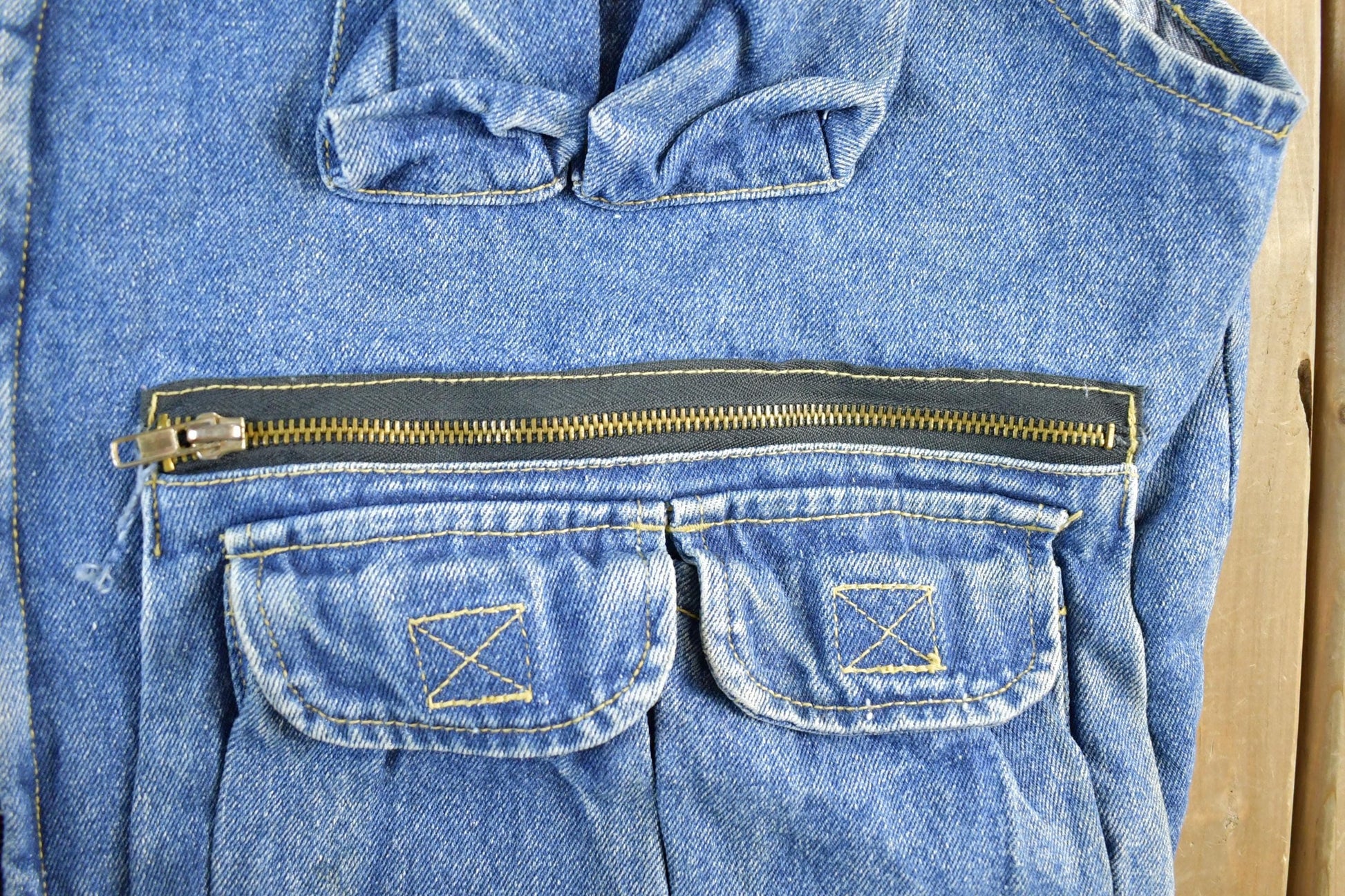 Vintage 1990s Machine Denim Jean Jacket Vest Men's Large from propervintagecanada