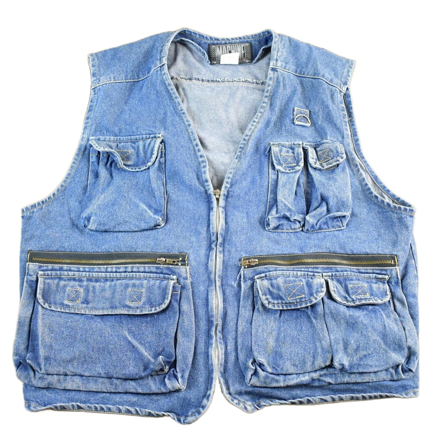 Vintage 1990s Machine Denim Jean Jacket Vest Men's Large from propervintagecanada