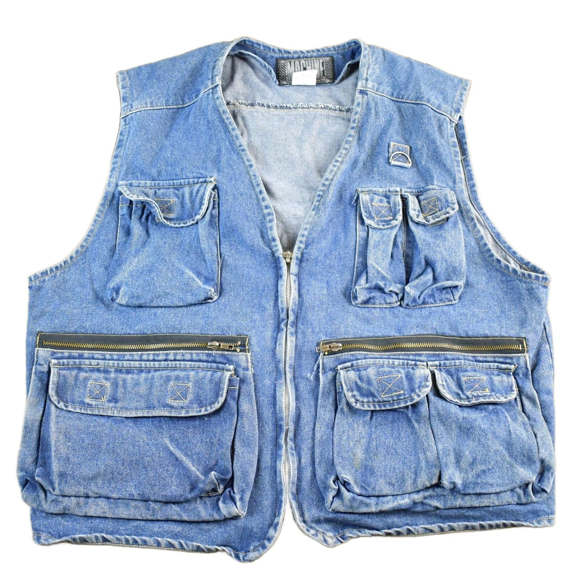 Vintage 1990s Machine Denim Jean Jacket Vest Men's Large from propervintagecanada