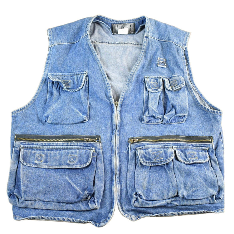 Vintage 1990s Machine Denim Jean Jacket Vest Men's Large from propervintagecanada